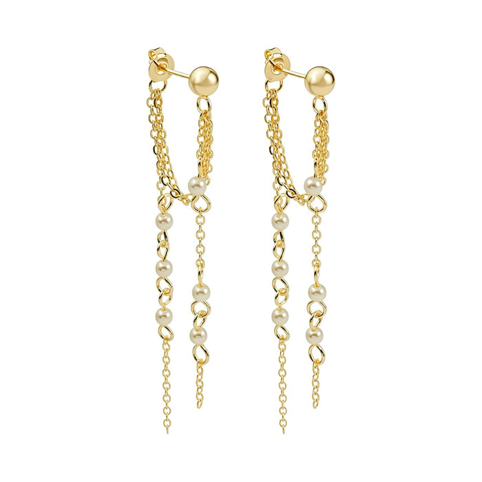 Brinco Isis Fios de Pérolas Folheado a Ouro 18k
