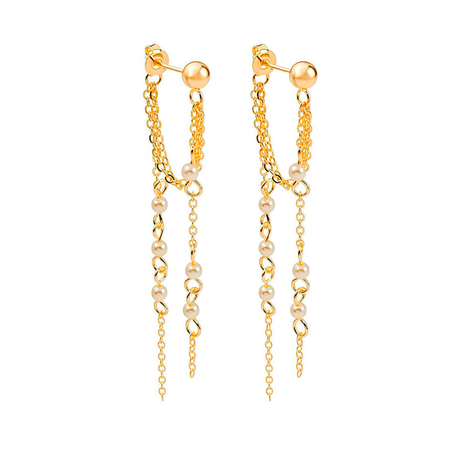 Brinco Isis Fios de Pérolas Folheado a Ouro 18k