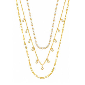 Mix de Colares Maria Helena Zircônias Folheado a Ouro 18k