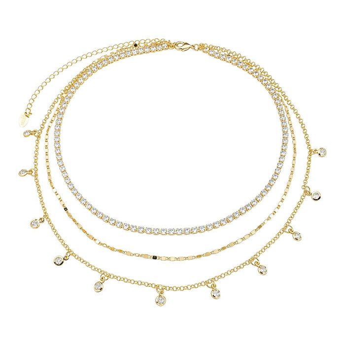 Mix de Colares Maria Helena Zircônias Folheado a Ouro 18k