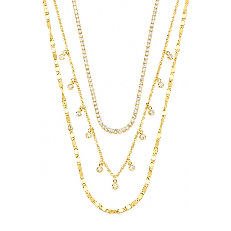 Mix de Colares Maria Helena Zircônias Folheado a Ouro 18k