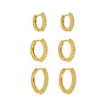 Trio de Argolinhas Aurora Zircônias Folheado a Ouro 18k