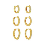 Trio de Argolinhas Aurora Zircônias Folheado a Ouro 18k