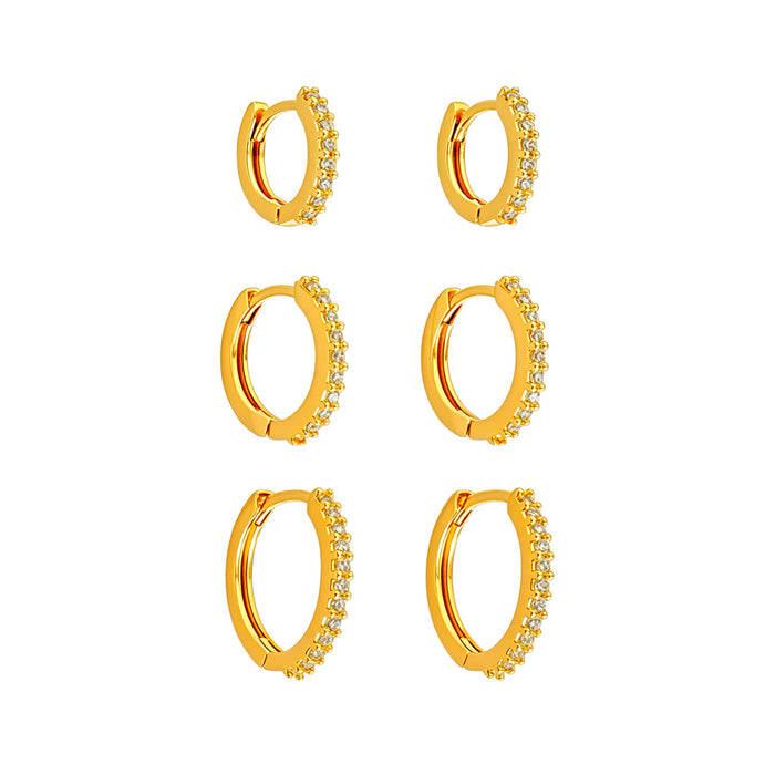 Trio de Argolinhas Aurora Zircônias Folheado a Ouro 18k