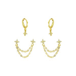 Kit 2 Brincos Argolinha e Ear Line Juliana Zircônias Folheado a Ouro 18k