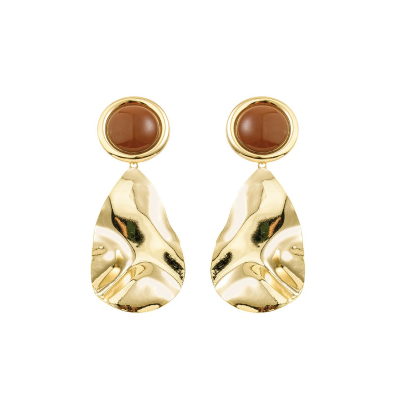 Bringo Orgânico Cora Marrom Folheado a Ouro 18k