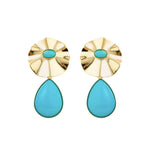 Brinco Orgânico Lola Turquesa Folheado a Ouro 18k