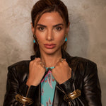 Brinco Orgânico Lola Turquesa Folheado a Ouro 18k