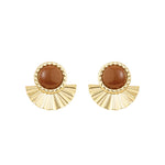 Brinco Leque Mia Marrom Folheado a Ouro 18k