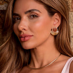 Brinco Leque Mia Marrom Folheado a Ouro 18k