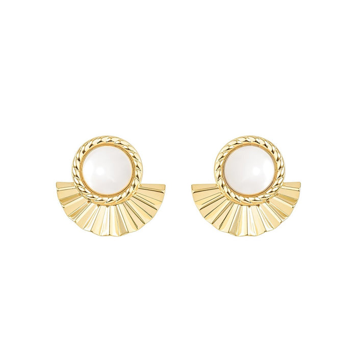 Brinco Leque Mia Off White Folheado a Ouro 18k