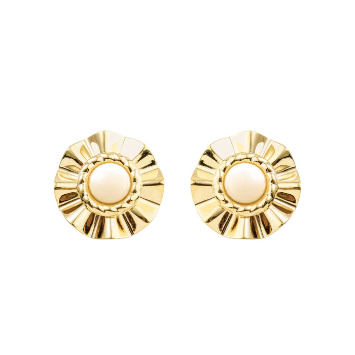 Brinco Orgânico Luisa Off White Folheado a Ouro 18k