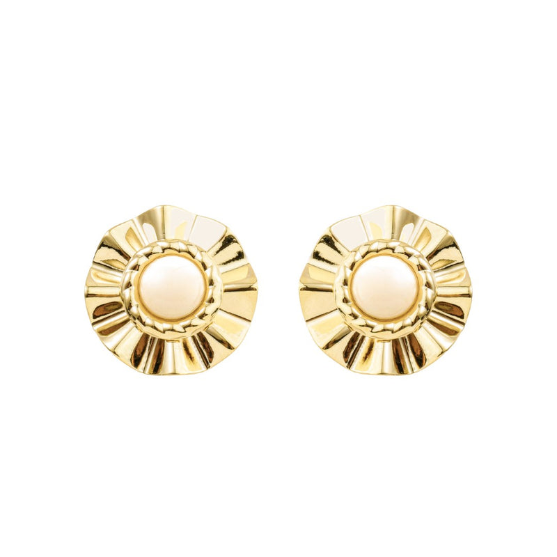 Brinco Orgânico Luisa Off White Folheado a Ouro 18k