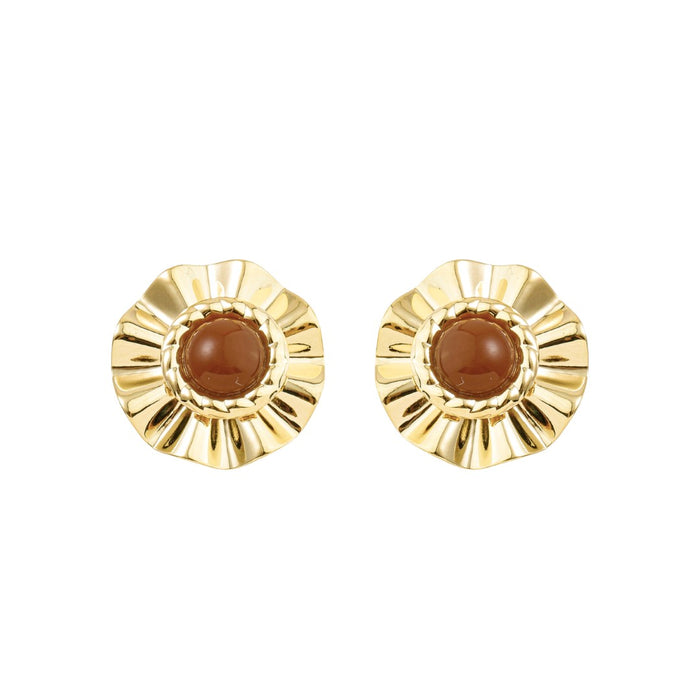 Brinco Orgânico Luisa Marrom Folheado a Ouro 18k