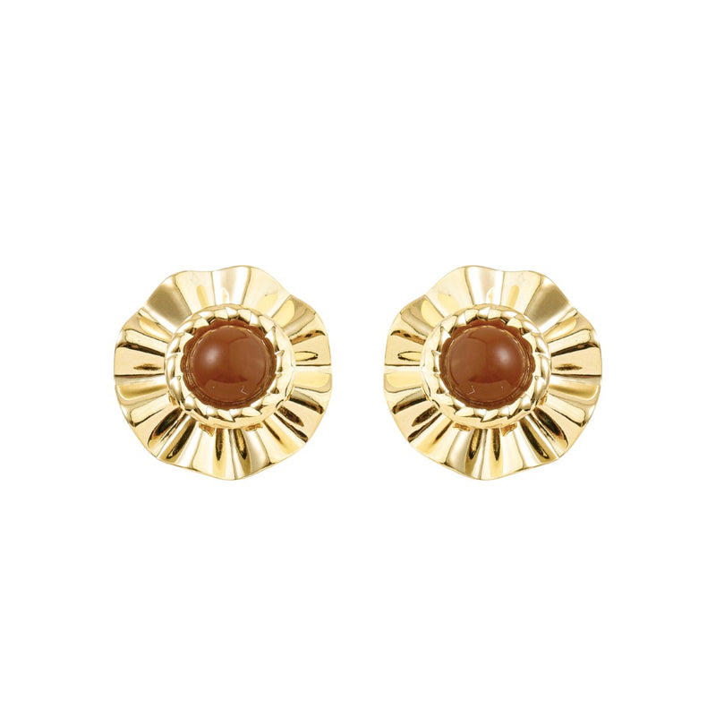 Brinco Orgânico Luisa Marrom Folheado a Ouro 18k