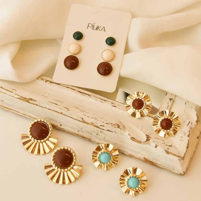 Brinco Orgânico Luisa Marrom Folheado a Ouro 18k