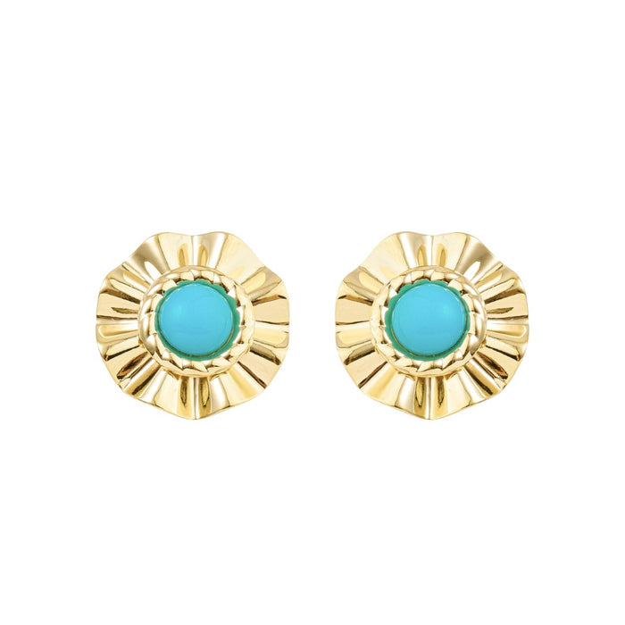 Brinco Orgânico Luisa Turquesa Folheado a Ouro 18k