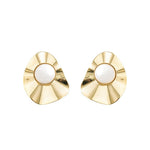 Brinco Marina Gota Resina Off White Folheado a Ouro 18k