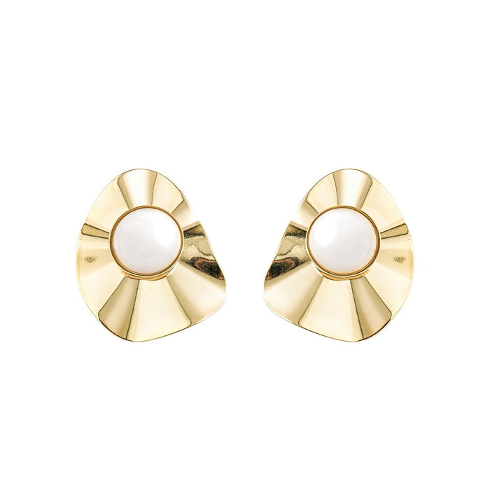 Brinco Marina Gota Resina Off White Folheado a Ouro 18k