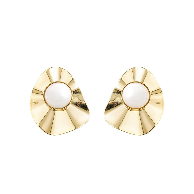 Brinco Marina Gota Resina Off White Folheado a Ouro 18k
