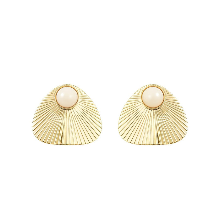 Brinco Losango Olga Off White Folheado a Ouro 18k