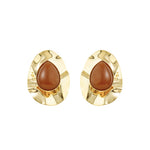 Brinco Gota Orgânico Kelly Marrom Folheado a Ouro 18k