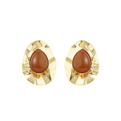 Brinco Gota Orgânico Kelly Marrom Folheado a Ouro 18k