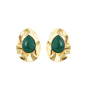 Brinco Gota Orgânico Kelly Verde Folheado a Ouro 18k