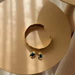 Brinco Gota Orgânico Kelly Verde Folheado a Ouro 18k