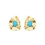 Brinco Orgânico Emma Turquesa Folheado a Ouro 18k