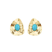 Brinco Orgânico Emma Turquesa Folheado a Ouro 18k
