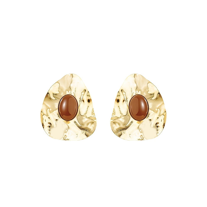 Brinco Orgânico Emma Marrom Folheado a Ouro 18k