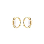 Brinco Botão Oval Lara Off White Folheado a Ouro 18k