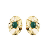 Brinco Oval Laura Verde Folheado a Ouro 18k