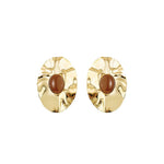 Brinco Oval Laura Marrom Folheado a Ouro 18k