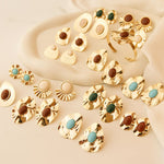 Brinco Oval Laura Marrom Folheado a Ouro 18k