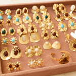 Brinco Oval Laura Marrom Folheado a Ouro 18k