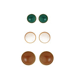 Trio de Brincos Clara Marrom, Off White e Verde Folheado a Ouro 18k