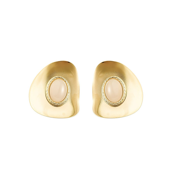 Brinco Geométrico Paula Nude Folheado a Ouro 18k