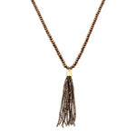 Colar Longo Kelly Cristais Marromtassel Folheado a Ouro 18k