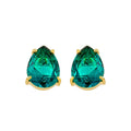 Brinco Clara Zircônia Gota Esmeralda Folheado a Ouro 18k