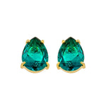 Brinco Clara Zircônia Gota Esmeralda Folheado a Ouro 18k