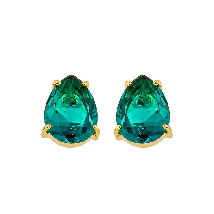 Brinco Clara Zircônia Gota Esmeralda Folheado a Ouro 18k