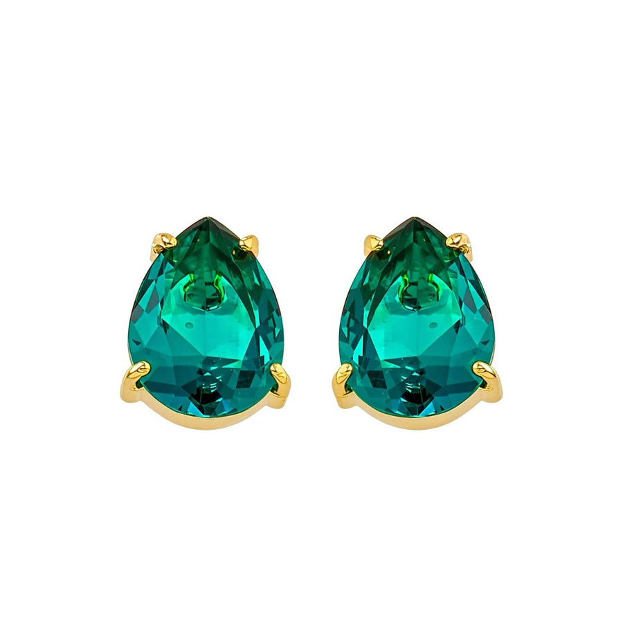 Brinco Clara Zircônia Gota Esmeralda Folheado a Ouro 18k