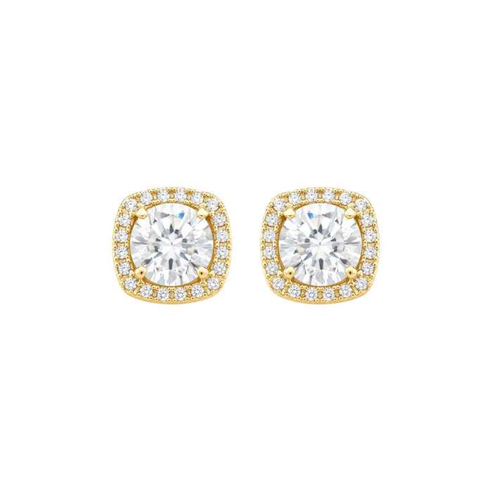 Brinco Ponto de Luz Quadrado Luana Zircônias Folheado a Ouro 18k