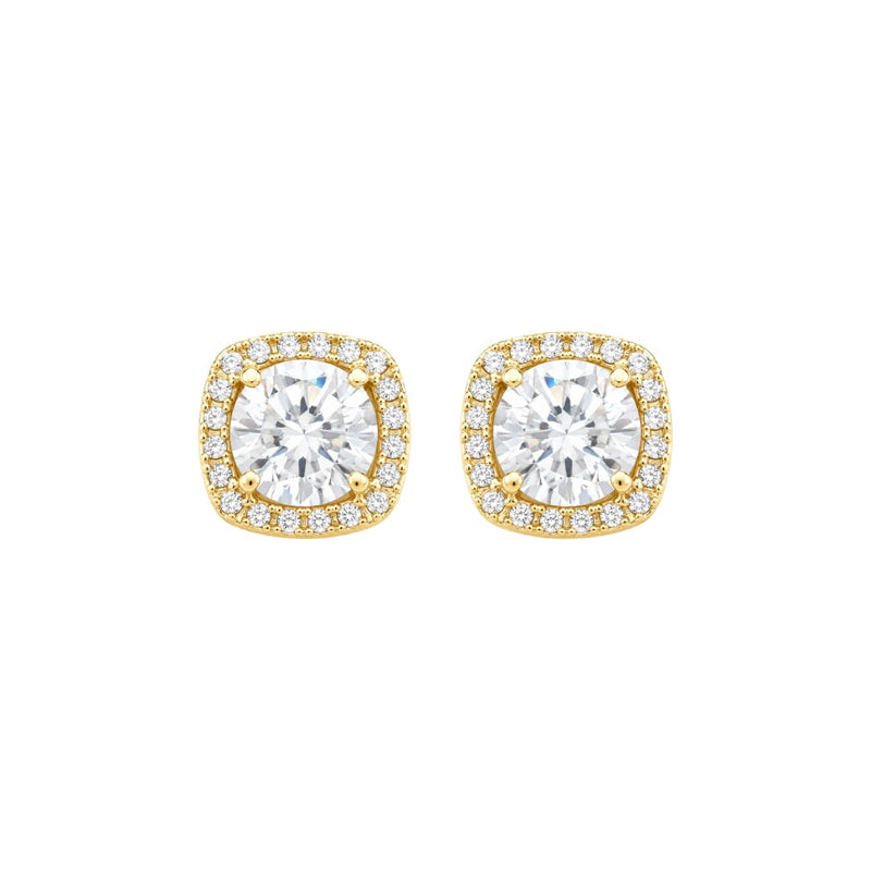 Brinco Ponto de Luz Quadrado Luana Zircônias Folheado a Ouro 18k
