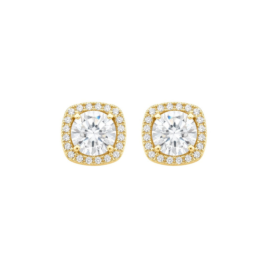 Brinco Ponto de Luz Quadrado Luana Zircônias Folheado a Ouro 18k