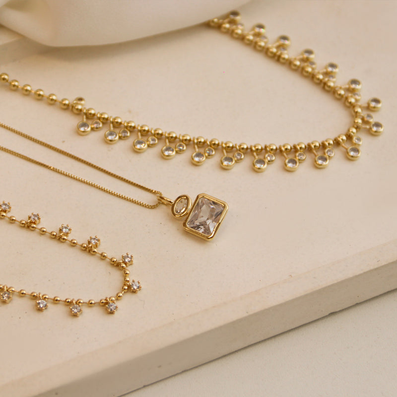 Colar Longo Helena Zircônia Folheado a Ouro 18k
