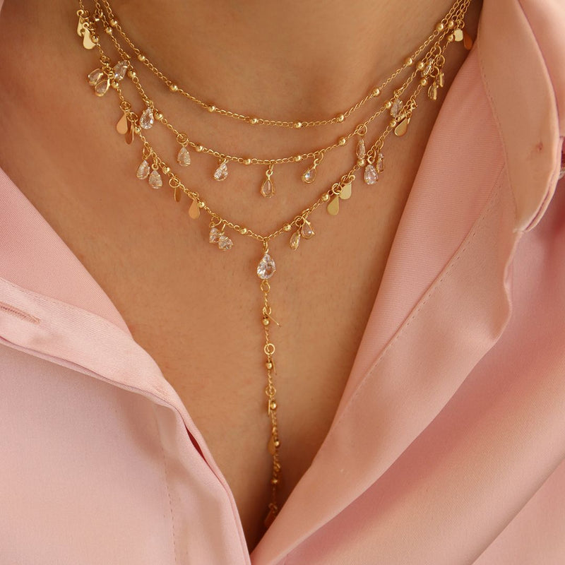 Mix de Colares Lola Gotinhas Zircônias Folheado a Ouro 18k