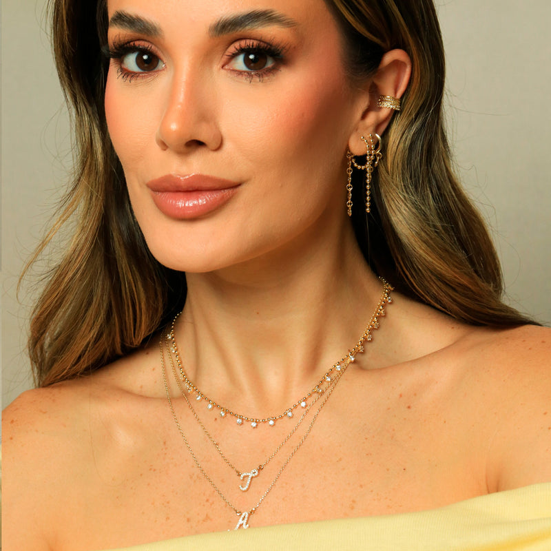 Colar com Letra Inicial Ana Zircônias Folheado a Ouro 18k